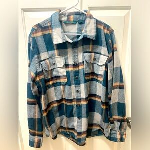 Teal and Brown Plaid Men’s Flannel Shirt